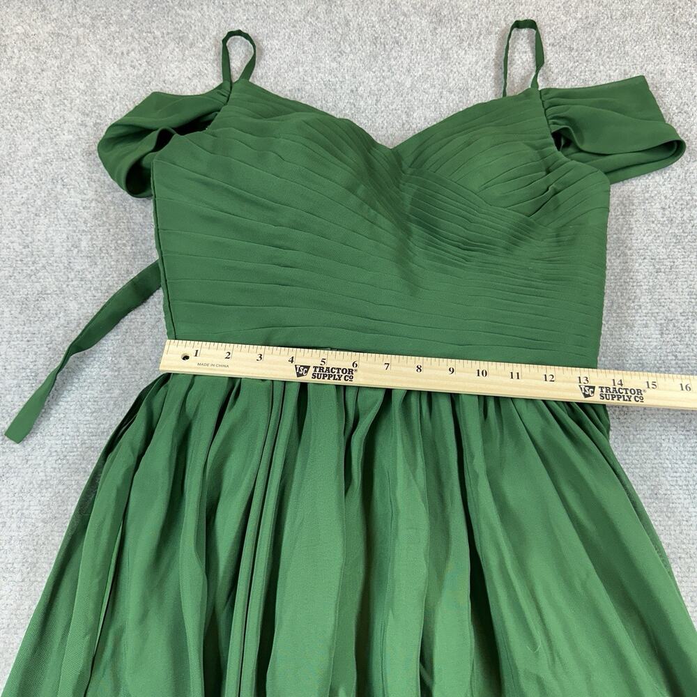 Tearmeily Emerald Green Chiffon Off Shoulder Corset Back Bridesmaids Dress sz 4 - Picture 3 of 10